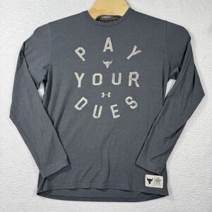 Under Armour‎ Shirt Mens Medium Gray Project Rock Pay Your Dues Long Sleeve Tee